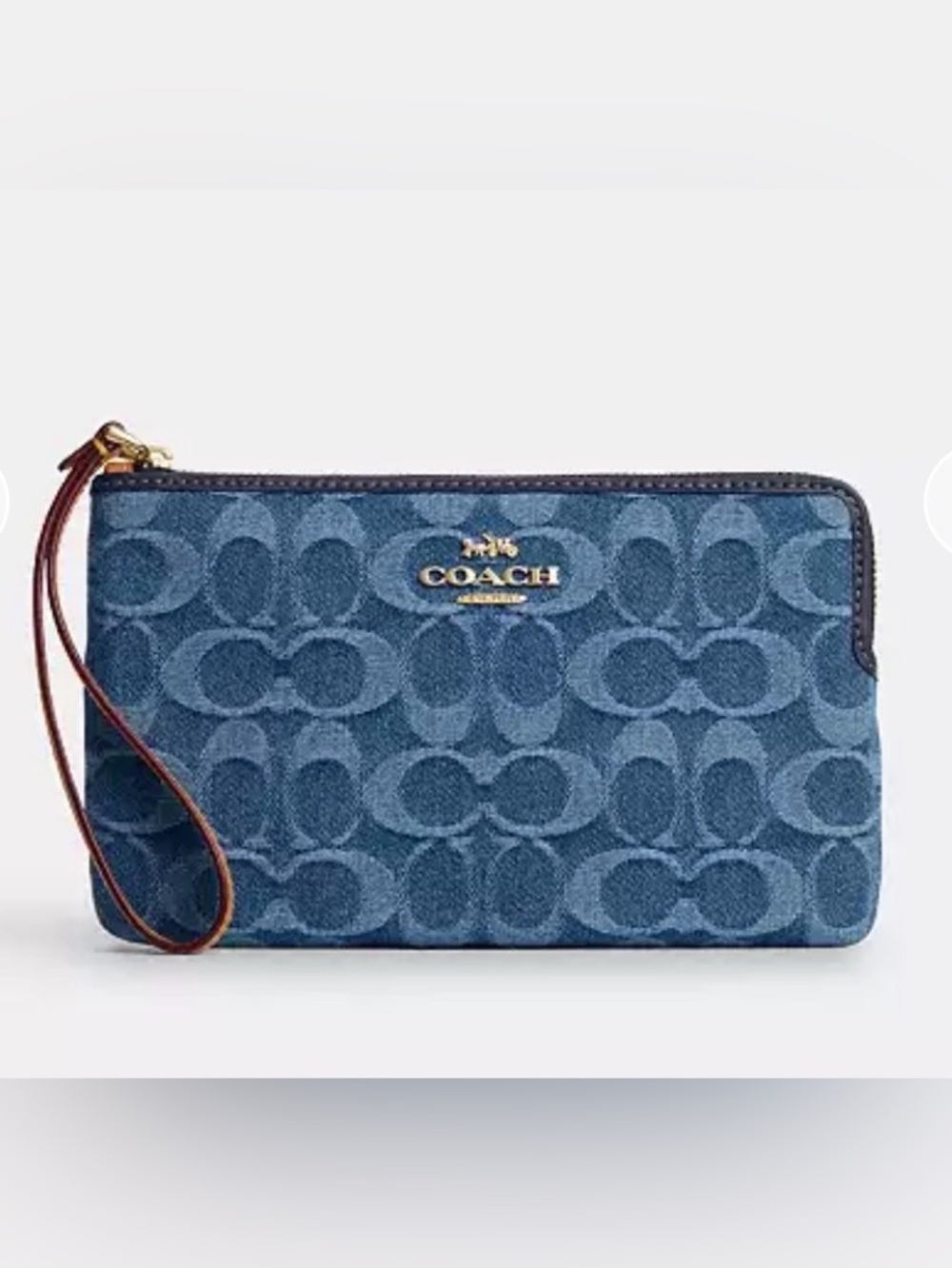 Coach Blue Signature Denim Wristlet Wallet